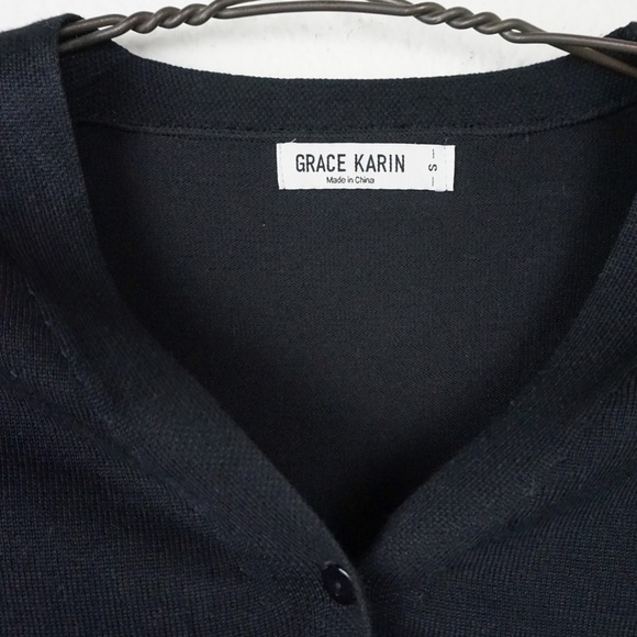 Grace Karin cropped black button cardigan - Picture 5 of 6